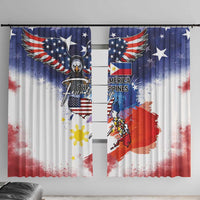 Philippine-American Friendship Window Curtain USA Eagle and Philippines Flag with The Maps
