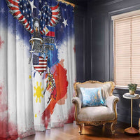 Philippine-American Friendship Window Curtain USA Eagle and Philippines Flag with The Maps