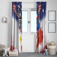 Philippine-American Friendship Window Curtain USA Eagle and Philippines Flag with The Maps