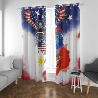 Philippine-American Friendship Window Curtain USA Eagle and Philippines Flag with The Maps