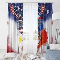 Philippine-American Friendship Window Curtain USA Eagle and Philippines Flag with The Maps