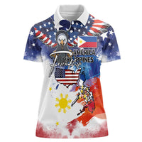 Philippine-American Friendship Women Polo Shirt USA Eagle and Philippines Flag with The Maps