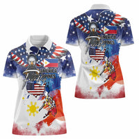 Philippine-American Friendship Women Polo Shirt USA Eagle and Philippines Flag with The Maps