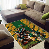 South Africa Rugby Area Rug The Springbok Mascot and Rugby Players Fight for Victory - Wonder Print Shop