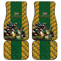 South Africa Rugby Car Mats The Springbok Mascot and Rugby Players Fight for Victory - Wonder Print Shop