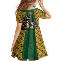 South Africa Rugby Family Matching Short Sleeve Bodycon Dress and Hawaiian Shirt The Springbok Mascot and Rugby Players Fight for Victory - Wonder Print Shop