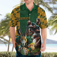 South Africa Rugby Hawaiian Shirt The Springbok Mascot and Rugby Players Fight for Victory - Wonder Print Shop
