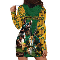 South Africa Rugby Hoodie Dress The Springbok Mascot and Rugby Players Fight for Victory - Wonder Print Shop