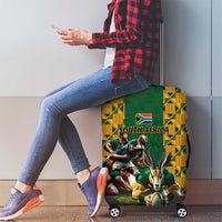 South Africa Rugby Luggage Cover The Springbok Mascot and Rugby Players Fight for Victory - Wonder Print Shop