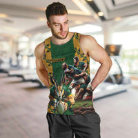 South Africa Rugby Men Tank Top The Springbok Mascot and Rugby Players Fight for Victory - Wonder Print Shop