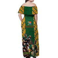 South Africa Rugby Off Shoulder Maxi Dress The Springbok Mascot and Rugby Players Fight for Victory - Wonder Print Shop