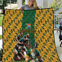 South Africa Rugby Quilt The Springbok Mascot and Rugby Players Fight for Victory - Wonder Print Shop