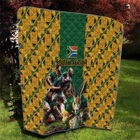 South Africa Rugby Quilt The Springbok Mascot and Rugby Players Fight for Victory - Wonder Print Shop