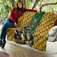 South Africa Rugby Quilt The Springbok Mascot and Rugby Players Fight for Victory - Wonder Print Shop