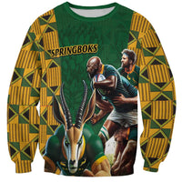 South Africa Rugby Sweatshirt The Springbok Mascot and Rugby Players Fight for Victory - Wonder Print Shop