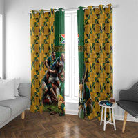 South Africa Rugby Window Curtain The Springbok Mascot and Rugby Players Fight for Victory - Wonder Print Shop