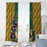 South Africa Rugby Window Curtain The Springbok Mascot and Rugby Players Fight for Victory - Wonder Print Shop