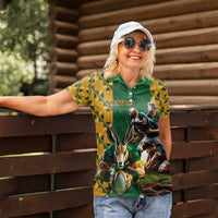 South Africa Rugby Women Polo Shirt The Springbok Mascot and Rugby Players Fight for Victory - Wonder Print Shop