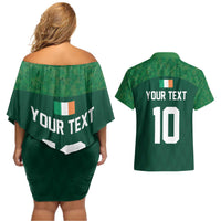 Custom Ireland Rugby Go Shamrocks Couples Matching Off Shoulder Short Dress and Hawaiian Shirt - Wonder Print Shop