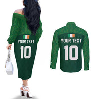 Custom Ireland Rugby Go Shamrocks Couples Matching Off The Shoulder Long Sleeve Dress and Long Sleeve Button Shirt