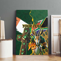 Personalized South Africa Versus Ireland Rugby Canvas Wall Art The Springbok Mascot and Celtic Cross Together - Wonder Print Shop