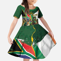 Personalized South Africa Versus Ireland Rugby Family Matching Long Sleeve Bodycon Dress and Hawaiian Shirt The Springbok Mascot and Celtic Cross Together - Wonder Print Shop