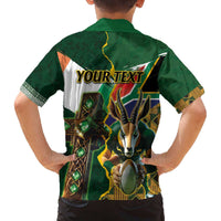 Personalized South Africa Versus Ireland Rugby Family Matching Puletasi and Hawaiian Shirt The Springbok Mascot and Celtic Cross Together - Wonder Print Shop