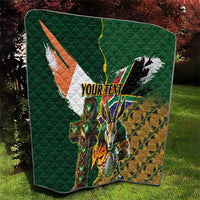 Personalized South Africa Versus Ireland Rugby Quilt The Springbok Mascot and Celtic Cross Together - Wonder Print Shop