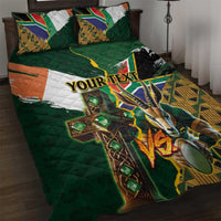 Personalized South Africa Versus Ireland Rugby Quilt Bed Set The Springbok Mascot and Celtic Cross Together - Wonder Print Shop