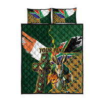 Personalized South Africa Versus Ireland Rugby Quilt Bed Set The Springbok Mascot and Celtic Cross Together - Wonder Print Shop