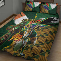 Personalized South Africa Versus Ireland Rugby Quilt Bed Set The Springbok Mascot and Celtic Cross Together - Wonder Print Shop