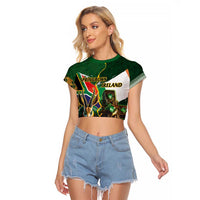 Personalized South Africa Versus Ireland Rugby Raglan Cropped T Shirt The Springbok Mascot and Celtic Cross Together - Wonder Print Shop