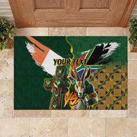 Personalized South Africa Versus Ireland Rugby Rubber Doormat The Springbok Mascot and Celtic Cross Together - Wonder Print Shop