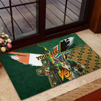 Personalized South Africa Versus Ireland Rugby Rubber Doormat The Springbok Mascot and Celtic Cross Together - Wonder Print Shop