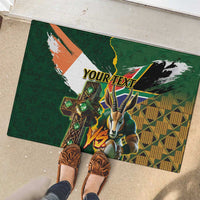 Personalized South Africa Versus Ireland Rugby Rubber Doormat The Springbok Mascot and Celtic Cross Together - Wonder Print Shop
