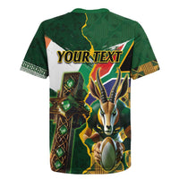 Personalized South Africa Versus Ireland Rugby Rugby Jersey The Springbok Mascot and Celtic Cross Together - Wonder Print Shop