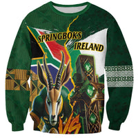 Personalized South Africa Versus Ireland Rugby Sweatshirt The Springbok Mascot and Celtic Cross Together - Wonder Print Shop