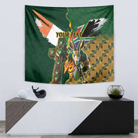 Personalized South Africa Versus Ireland Rugby Tapestry The Springbok Mascot and Celtic Cross Together - Wonder Print Shop