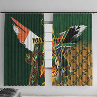 Personalized South Africa Versus Ireland Rugby Window Curtain The Springbok Mascot and Celtic Cross Together - Wonder Print Shop