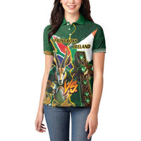 Personalized South Africa Versus Ireland Rugby Women Polo Shirt The Springbok Mascot and Celtic Cross Together - Wonder Print Shop