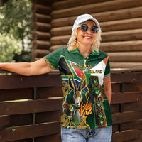 Personalized South Africa Versus Ireland Rugby Women Polo Shirt The Springbok Mascot and Celtic Cross Together - Wonder Print Shop