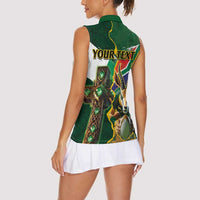 Personalized South Africa Versus Ireland Rugby Women Sleeveless Polo Shirt The Springbok Mascot and Celtic Cross Together - Wonder Print Shop