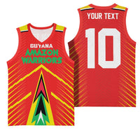 Custom Guyana Cricket Amazon Warriors Basketball Jersey Green Red Gold Glory - Wonder Print Shop