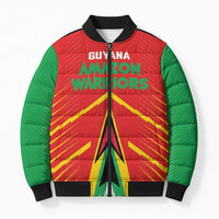 Custom Guyana Cricket Amazon Warriors Bomber Puffer Jacket Green Red Gold Glory - Wonder Print Shop