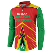 Custom Guyana Cricket Amazon Warriors Button Sweatshirt Green Red Gold Glory - Wonder Print Shop