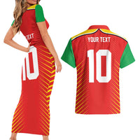 Custom Guyana Cricket Amazon Warriors Couples Matching Short Sleeve Bodycon Dress and Hawaiian Shirt Green Red Gold Glory - Wonder Print Shop