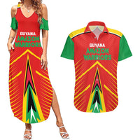 Custom Guyana Cricket Amazon Warriors Couples Matching Summer Maxi Dress and Hawaiian Shirt Green Red Gold Glory - Wonder Print Shop
