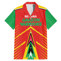 Custom Guyana Cricket Amazon Warriors Family Matching Mermaid Dress and Hawaiian Shirt Green Red Gold Glory - Wonder Print Shop