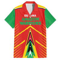 Custom Guyana Cricket Amazon Warriors Family Matching Off The Shoulder Long Sleeve Dress and Hawaiian Shirt Green Red Gold Glory - Wonder Print Shop
