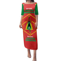 Custom Guyana Cricket Amazon Warriors Family Matching Puletasi and Hawaiian Shirt Green Red Gold Glory - Wonder Print Shop